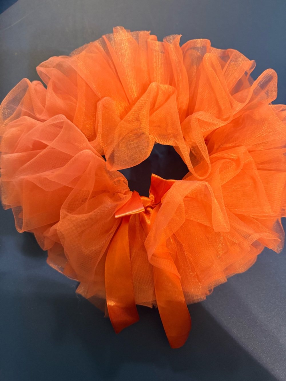Orange Tulle Puff Wreath with Satin Bow